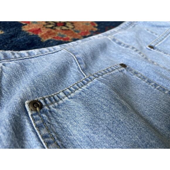 Y2K 90s Liz Claiborne Denim Wrap Mini Skirt W/ Tie & Button Closure Sz 6 Petite - Picture 14 of 16